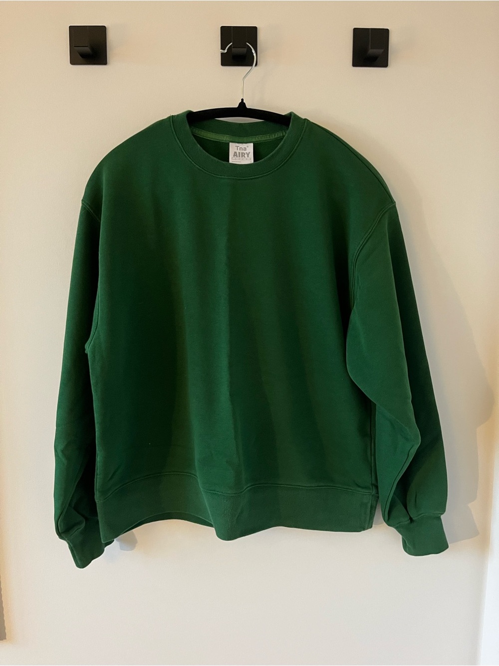 TNA Airy Fleece Boyfriend Crew Sweatshirt in Juniper Green Size 1